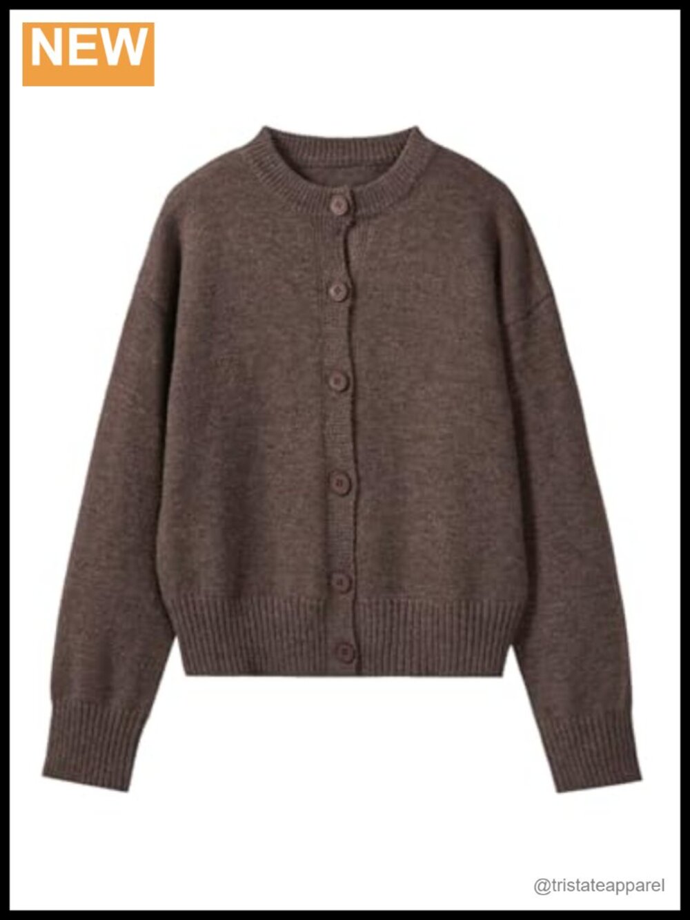 Women's Button Down Chunky Cardigan Sweater Loose Fit Crewneck Knit Long Sleeve